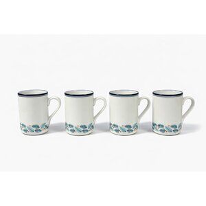 Coffee Tea Mugs  Set 4 Christmas Stoneware Pine Branches Berries Dansk Bistro 10